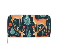 GaxfjRu Kleine Geldbörse aus Leder mit Weihnachtsbaum-Elch-Druck, für Damen, Kreditkartenetui für Damen