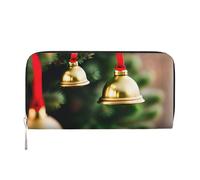 GaxfjRu Kleine Geldbörse aus Leder mit Weihnachtsbaum und Glocken für Damen, Kreditkartenetui für Damen