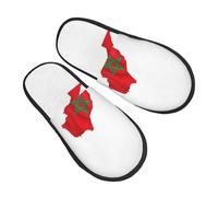 GaxfjRu Marokko Flagge Karte Plüsch Winter Hausschuhe für den Innenbereich, weiche warme Hausschuhe für Gäste und Wohnkomfort Unisex, Schwarz, 36.5 EU