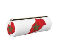 GaxfjRu Marokko Flagge Karte Runde Federmäppchen Kunstleder - Aufbewahrung für Stifte, Bleistifte, Marker, Kleinigkeiten Metall Reißverschluss mit Leder, gold, Einheitsgröße, Kartenhalter