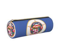 GaxfjRu Minnesota State Flag Round Pencil Case Faux Leather - Storage for Pens, Pencils, Markers, Small Supplies Metal Zipper with Leather, gold, Einheitsgröße, Kartenhalter