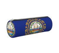 GaxfjRu New Hampshire State Flag Round Pencil Case Faux Leather - Storage for Pens, Pencils, Markers, Small Supplies Metal Zip with Leather, silber, Einheitsgröße, Kartenhalter