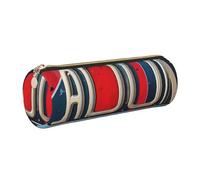 GaxfjRu Old License Picture Round Pencil Case Faux Leather - Storage for Pens, Pencils, Markers, Small Supplies Metal Zipper with Leather, gold, Einheitsgröße, Kartenhalter