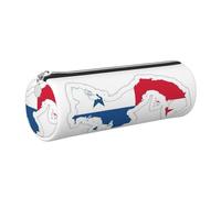 GaxfjRu Panama Flag Map Round Pencil Case Faux Leather - Storage for Pens, Pencils, Markers, Small Supplies Metal Zip with Leather, silber, Einheitsgröße, Kartenhalter