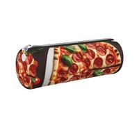 GaxfjRu Pizza Food Round Pencil Case Kunstleder - Aufbewahrung für Stifte, Bleistifte, Marker, Kleinbedarf Metall Reißverschluss mit Leder, silber, Einheitsgröße, Kartenhalter