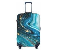 Gaxfjru Reisegepäckhülle, Türkis, Blau, Gold, Marmor-Druck, Reisegepäckabdeckung, Koffer, waschbar, kratzfest, Türkis, Schwarz , M