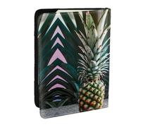 GaxfjRu Reisepasshülle aus Leder mit Ananas-Flamingo-Druck, wasserdicht, Reisebrieftasche, Reisepasshülle für Damen und Herren, Schwarz , Einheitsgröße