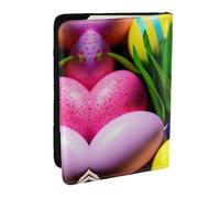 GaxfjRu Reisepasshülle aus Leder mit buntem Ostereier-Aufdruck, wasserdicht, Reisebrieftasche, Reisepasshülle für Damen und Herren, Schwarz , Einheitsgröße