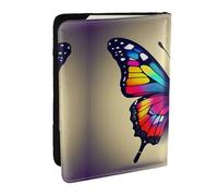 GaxfjRu Reisepasshülle aus Leder mit buntem Schmetterlings-Aufdruck, wasserdicht, Reisebrieftasche, Reisepasshülle für Damen und Herren, Schwarz , Einheitsgröße