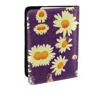 GaxfjRu Reisepasshülle aus Leder mit Gänseblümchen-Motiv, wasserdicht, Reisebrieftasche, Reisepasshülle für Damen und Herren, Violett, Schwarz , Einheitsgröße