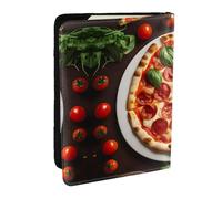GaxfjRu Reisepasshülle aus Leder mit Pizza-Lebensmittelaufdruck, wasserdicht, Reisebrieftasche, Reisepasshülle für Damen und Herren, Schwarz , Einheitsgröße