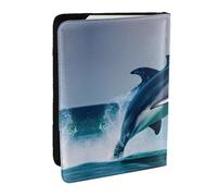 GaxfjRu Reisepasshülle aus Leder mit süßem Delfindruck, wasserdicht, Reisebrieftasche, Reisepasshülle für Damen und Herren, Schwarz , Einheitsgröße