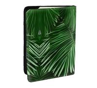 GaxfjRu Reisepasshülle aus Leder mit süßem grünen Palmenblättern, wasserdicht, Reisebrieftasche, Reisepasshülle für Damen und Herren, Schwarz , Einheitsgröße