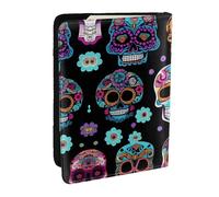 GaxfjRu Reisepasshülle aus Leder mit Totenkopf-Motiv, wasserdicht, Reisebrieftasche, Reisepasshülle für Damen und Herren, Schwarz , Einheitsgröße