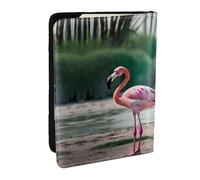 GaxfjRu Reisepasshülle aus Leder, Motiv: Flamingos und Ananas, wasserdicht, Reisebrieftasche, Reisepasshülle für Damen und Herren, Schwarz , Einheitsgröße