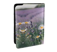 GaxfjRu Reisepasshülle aus Leder, Motiv: Lavendel und Gänseblümchen, wasserdicht, Reisebrieftasche, Reisepasshülle für Damen und Herren, Schwarz , Einheitsgröße