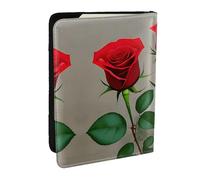 GaxfjRu Reisepasshülle aus Leder, Motiv: rote Rose, 1 Druck, wasserdicht, Reisebrieftasche, Reisepasshülle für Damen und Herren, Schwarz , Einheitsgröße