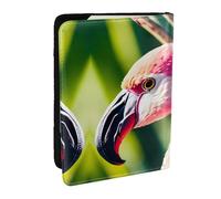 GaxfjRu Reisepasshülle aus Leder, Motiv: tropische Flamingos und Ananas, wasserdicht, Reisebrieftasche, Reisepasshülle für Damen und Herren, Schwarz , Einheitsgröße