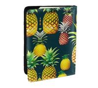GaxfjRu Reisepasshülle aus Leder, Motiv: tropische Früchte, Ananas, wasserdicht, Reisebrieftasche, Reisepasshülle für Damen und Herren, Schwarz , Einheitsgröße