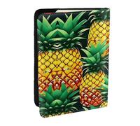 GaxfjRu Reisepasshülle aus Leder, Motiv: tropische Früchte, Ananas, wasserdicht, Reisebrieftasche, Reisepasshülle für Damen und Herren, Schwarz , Einheitsgröße