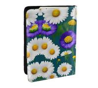 GaxfjRu Reisepasshülle aus Leder, Motiv: Wildblumen und Gänseblümchen, wasserdicht, Reisebrieftasche, Reisepasshülle für Damen und Herren, Schwarz , Einheitsgröße