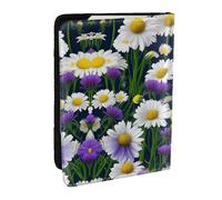 GaxfjRu Reisepasshülle aus Leder, Motiv: Wildblumen und Kornblumen, Gänseblümchen, wasserdicht, Reisebrieftasche, Reisepasshülle für Damen und Herren, Schwarz , Einheitsgröße