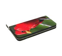 GaxfjRu Schöne rote Geldbörse mit Vogel-Aufdruck, kleine Ledergeldbörse für Damen, Kreditkartenetui für Damen