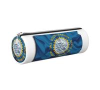 GaxfjRu South Dakota Flag Map Round Pencil Case Faux Leather - Storage for Pens, Pencils, Markers, Small Supplies Metal Zip with Leather, silber, Einheitsgröße, Kartenhalter