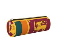 GaxfjRu Sri Lanka Flag Round Pencil Case Faux Leather - Storage for Pens, Pencils, Markers, Small Supplies Metal Zipper with Leather, gold, Einheitsgröße, Kartenhalter