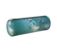 GaxfjRu Starry Night Sky Deep Outer Space Round Pencil Case Kunstleder - Aufbewahrung für Stifte, Bleistifte, Marker, Kleinigkeiten Metall Reißverschluss mit Leder, silber, Einheitsgröße, Kartenhalter