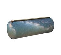 GaxfjRu Starry Night Sky Outer Space Round Pencil Case Faux Leather - Storage for Pens, Pencils, Markers, Small Supplies Metal Zipper with Leather, gold, Einheitsgröße, Kartenhalter
