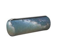 GaxfjRu Starry Night Sky Outer Space Round Pencil Case Faux Leather - Storage for Pens, Pencils, Markers, Small Supplies Metal Zipper with Leather, silber, Einheitsgröße, Kartenhalter