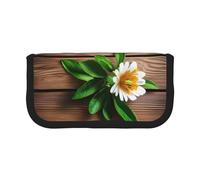 GaxfjRu Stifteetui aus Segeltuch, Motiv: Blume auf Planke, organisierte Aufbewahrung für Picknicks und den täglichen Gebrauch, Make-up-Tasche, Stifthalter, Blaugrün