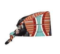 GaxfjRu The Silent Monkey Premium Bouffant Scrub Caps mit Satinfutter - Verstellbare OP-Hauben für Damen und Herren Schwarz, Schwarz , Einheitsgröße