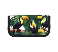 GaxfjRu Tukane Papageien-Palmenblätter, niedlicher Punkt, aus Segeltuch, organisierte Aufbewahrung für Picknicks und den täglichen Gebrauch, Make-up-Tasche, Stifthalter