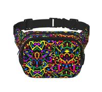 Gay Pride Damen-Gürteltasche mit Regenbogen-Aufdruck, mit verstellbarem Riemen, für Workout/Laufen/Wandern, Umhängetasche, Schwarz , Einheitsgröße