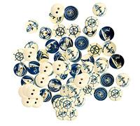 Gazechimp 100Pieces Sortierte Nautik-Reihe Holz 2 Loch-Knopf Knöpfe für Kinder Kinderknöpfe Holzknöpfe Knopf Scrapbooking