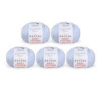 Gazzal Baby Cotton 3429 Knäuel, 50 g, 165 m, weiches, feines Baby-Garn, 60 % Baumwolle, Hellblau