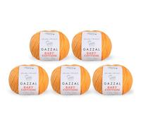 Gazzal Baby Cotton Baumwollgarn, 50 g, 165 m, weich, feines Babygarn, 60 % Baumwolle, Orange - 3416