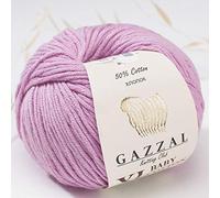 Gazzal Baby Cotton XL 3418 Babygarn, insgesamt 150 g & 315 m, 50 g & 105 m pro Ball, superweiches DK-Kammgarn, 50% türkische Baumwolle, Violett