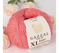 Gazzal Baby Cotton XL 3418 Babygarn, insgesamt 150 g & 315 m, 50 g & 105 m pro Ball, superweiches DK-Kammgarn, 50% türkische Baumwolle, Pink