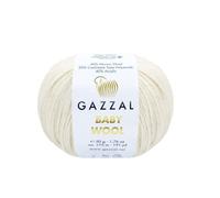 Gazzal Babywolle, feines weiches und glattes Garn, 40 % Lana-Merino, 20 % Kaschmir-Polyamid, je 50 g, 175 m, 3 Stück, Beige - 839