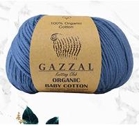 Gazzal Bio-Baumwollgarn, 3 Knäuel, insgesamt 100 % Bio-Baumwolle, je 50 g, 125 m, 3 helle DK, Global Organic Textile Standard zertifiziert (blau - 434, 3er-Pack)