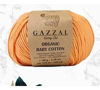 Gazzal Bio-Baumwollgarn, insgesamt 100 % Bio-Baumwolle, je 50 g, 125 m, 3 helle DK, Global Organic Textile Standard zertifiziert (Senfgelb - 418, 3er-Pack)