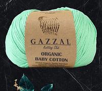 Gazzal Bio-Baumwollgarn, insgesamt 100 % Bio-Baumwolle, je 50 g, 125 m, 3 helle DK, Global Organic Textile Standard zertifiziert (Hellgrün - 421, 3er-Pack)