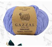 Gazzal Bio-Baumwollgarn, insgesamt 100 % Bio-Baumwolle, je 50 g, 125 m, 3 leichte DK, Global Organic Textile Standard zertifiziert (Lilac - 428, 3er-Pack)