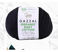 Gazzal Bio-Baumwollgarn, insgesamt 100 % Bio-Baumwolle, jeweils 50 g, 125 m, 3 helle DK, zertifiziert nach Global Organic Textile Standard (Schwarz - 430, 3er-Pack)