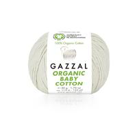 Gazzal Bio-Baumwollgarn zum Häkeln und Stricken, insgesamt 100 % Bio-Baumwolle, jeweils 50 g, 125 m, 3 helle DK, zertifiziert nach Global Organic Textile Standard (Creme - 436, 3er-Pack)