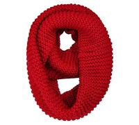 GB-W-S-J1 Damen/Herren, dicker Winter-Strick, Unendlichkeits-Schal, grob, warm, gestrickt, für kaltes Wetter, rot, One size