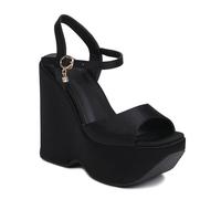 GBBRZKTB High Heels Damen Offene Zehe Plattform Keilabsatz Sandalen Slingback Knöchelriemen Pumps Party Kleid Hochzeit Schuhe 12cm,Black-42